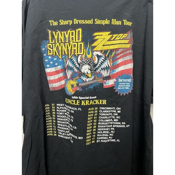 Lynyrd Skynyrd & ZZ Top Sharp Dressed Simple Man Tour Black T-Shirt - Picture 5 of 8